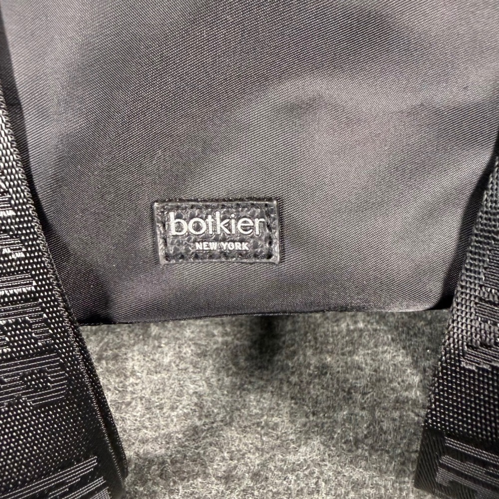 Botkier New York Black Nylon Leather Trim Logo Strap Moto Backpack NWT - Picture 4 of 5